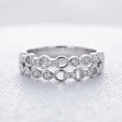 Bague Double Rang Gouttes Maillons en Or 18K ou Platine