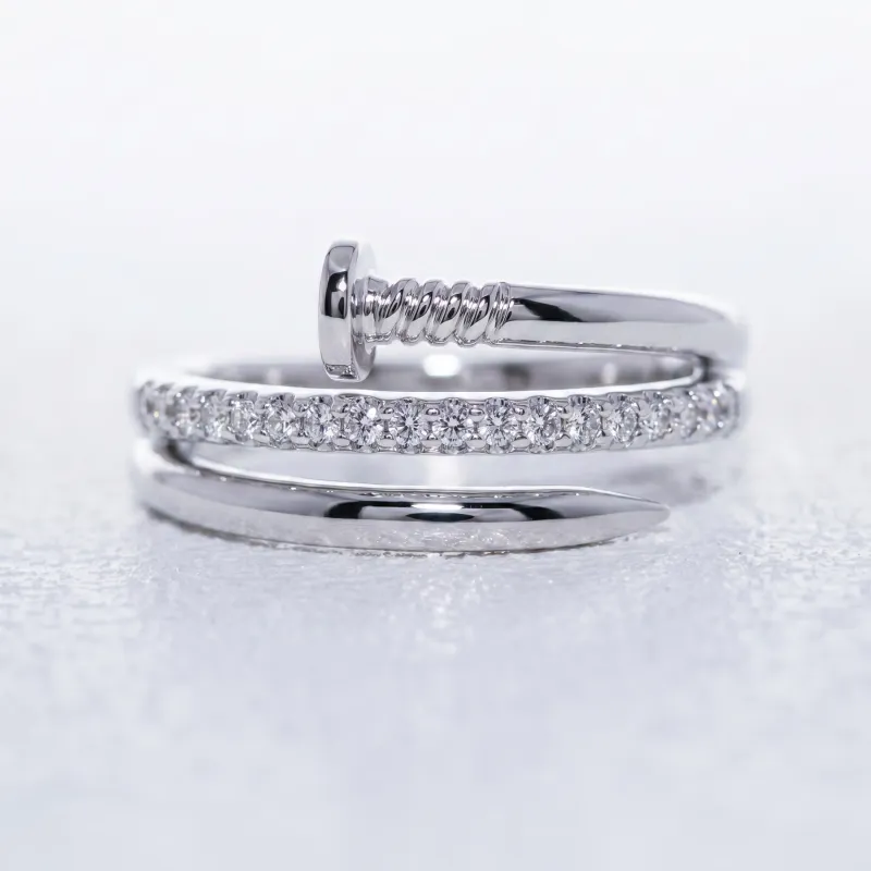 Bague Clou Enroulé Pavé en Or 18K ou Platine | Celinni