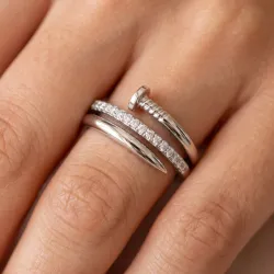 Bague Clou Enroulé Pavé en Or 18K ou Platine | Celinni