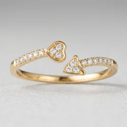 Bague Toi & Moi Cœur et Flèche en Or 18K ou Platine