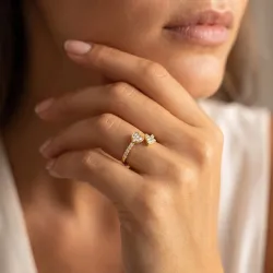 Bague Toi & Moi Cœur et Flèche en Or 18K ou Platine