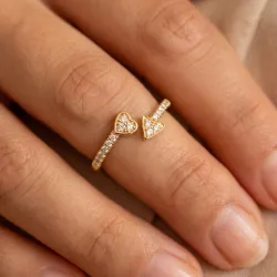 Bague Toi & Moi Cœur et Flèche en Or 18K ou Platine