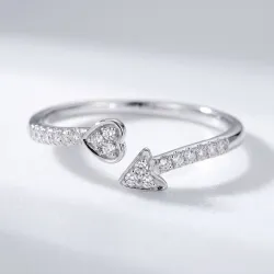 Bague Toi & Moi Cœur et Flèche en Or 18K ou Platine