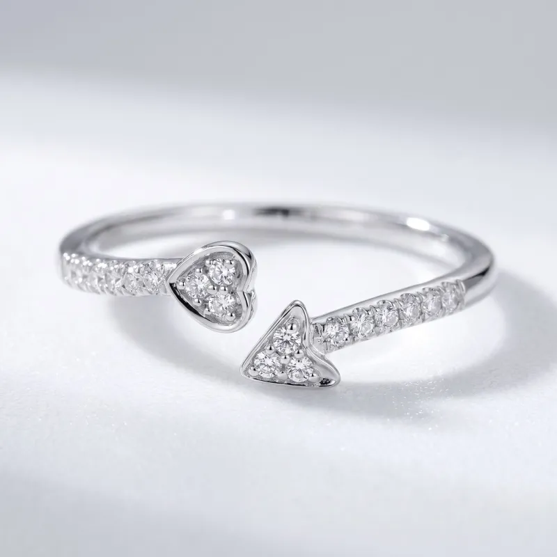 Bague Toi & Moi Cœur et Flèche en Or 18K ou Platine