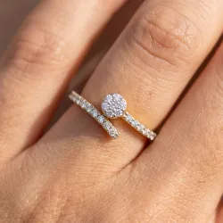 Bague Croisée Tête Ronde en Or 18K ou Platine | Celinni