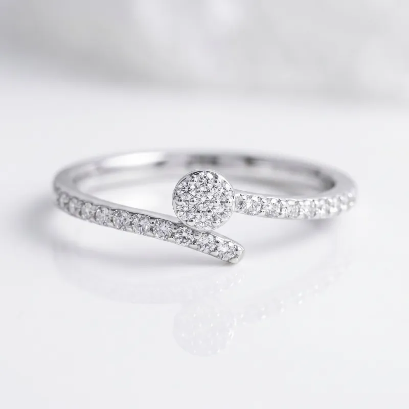Bague Croisée Tête Ronde en Or 18K ou Platine | Celinni
