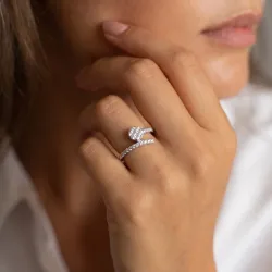 Bague Croisée Tête Ronde en Or 18K ou Platine | Celinni
