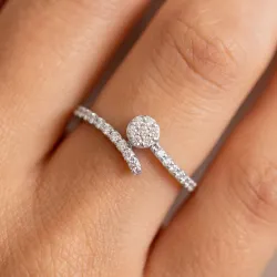 Bague Croisée Tête Ronde en Or 18K ou Platine | Celinni