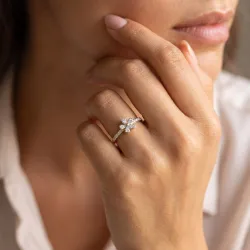 Bague Fleur Pav&eacute;e Or en Or 18K ou Platine | Celinni