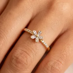Bague Fleur Pav&eacute;e Or en Or 18K ou Platine | Celinni