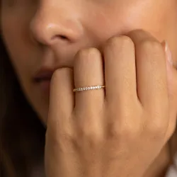 Bague Jonc Marquise Pavé en Or 18K ou Platine | Celinni