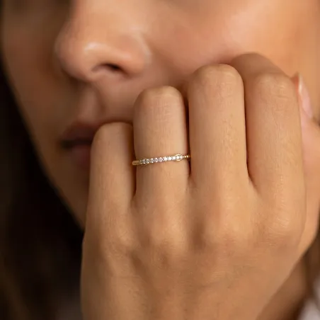 Bague Jonc Marquise Pavé en Or 18K ou Platine