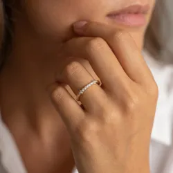 Bague Jonc Marquise Pavé en Or 18K ou Platine | Celinni