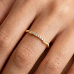 Bague Jonc Marquise Pavé en Or 18K ou Platine | Celinni
