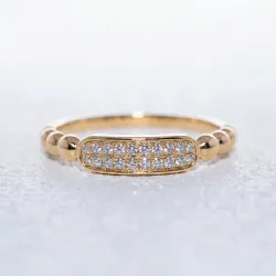 Bague Jonc Perlé Pavé en Or 18K ou Platine | Celinni