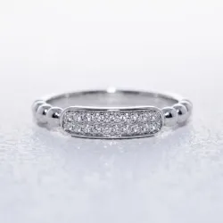 Bague Jonc Perlé Pavé en Or 18K ou Platine | Celinni