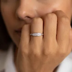 Bague Jonc Perlé Pavé en Or 18K ou Platine | Celinni