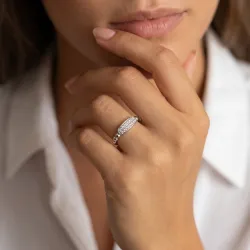Bague Jonc Perlé Pavé en Or 18K ou Platine | Celinni