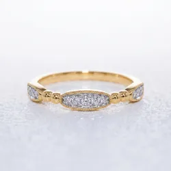 Bague Jonc Perlé Semé de Marquises en Or 18K ou Platine