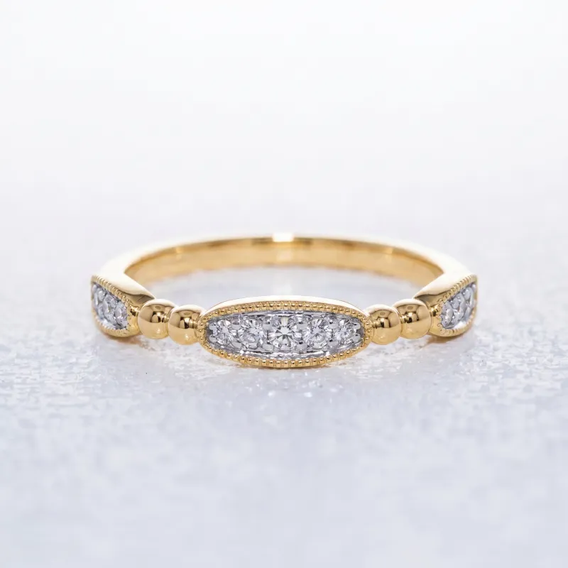 Bague Jonc Perlé Semé de Marquises en Or 18K ou Platine