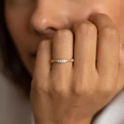 Bague Jonc Perlé Semé de Marquises en Or 18K ou Platine
