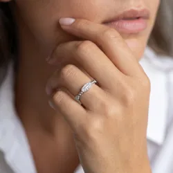 Bague Jonc Perlé Semé de Marquises en Or 18K ou Platine