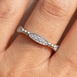 Bague Jonc Perlé Semé de Marquises en Or 18K ou Platine