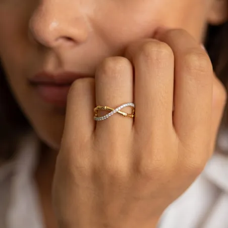 Bague Croisée Infini Bambou en Or 18K ou Platine