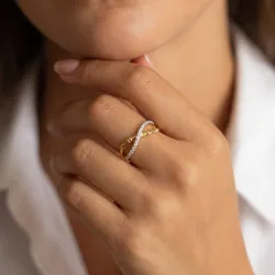 Bague Croisée Infini Bambou en Or 18K ou Platine | Celinni