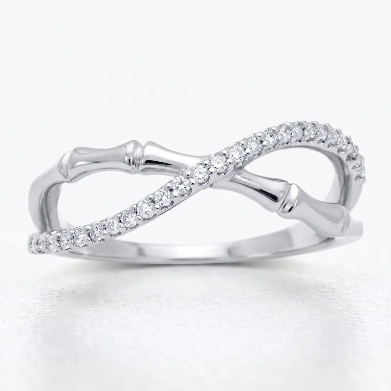 Bague Croisée Infini Bambou en Or 18K ou Platine | Celinni