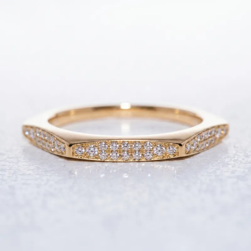 Bague Jonc Pavé Plaque en Or 18K ou Platine