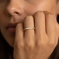 Bague Jonc Pavé Plaque en Or 18K ou Platine | Celinni