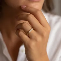 Bague Jonc Pavé Plaque en Or 18K ou Platine | Celinni