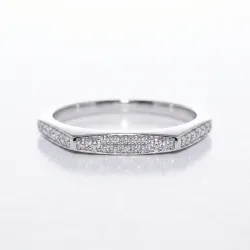Bague Jonc Pavé Plaque en Or 18K ou Platine | Celinni