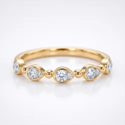 Bague Jonc Perlé Semé de Poires en Or 18K ou Platine