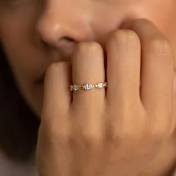 Bague Jonc Perlé Semé de Poires en Or 18K ou Platine