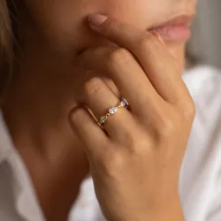 Bague Jonc Perlé Semé de Poires en Or 18K ou Platine