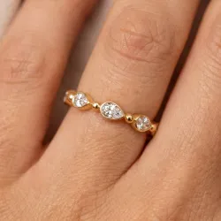 Bague Jonc Perlé Semé de Poires en Or 18K ou Platine