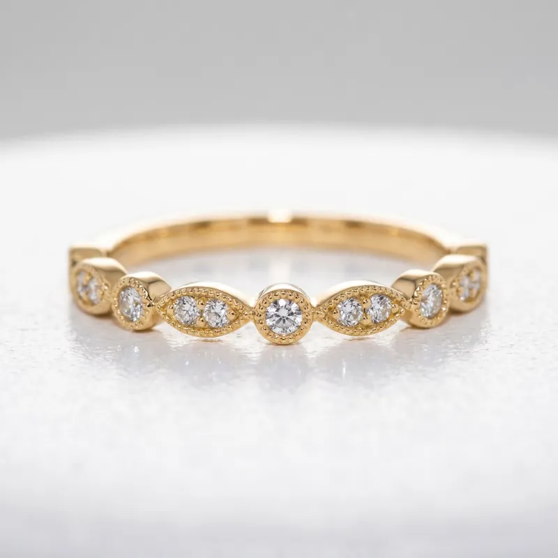 Bague Semée de Marquises Milgrain en Or 18K ou Platine