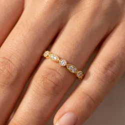 Bague Semée de Marquises Milgrain en Or 18K ou Platine