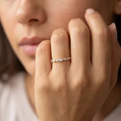 Bague Sem&eacute;e de Poires Pav&eacute;es en Or 18K ou Platine | Celinni