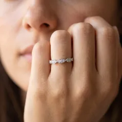 Bague Alliance Feuilles Milgrain en Or 18K ou Platine