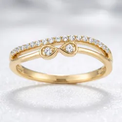 Bague Toi & Moi Gouttes Pav&eacute;es en Or 18K ou Platine