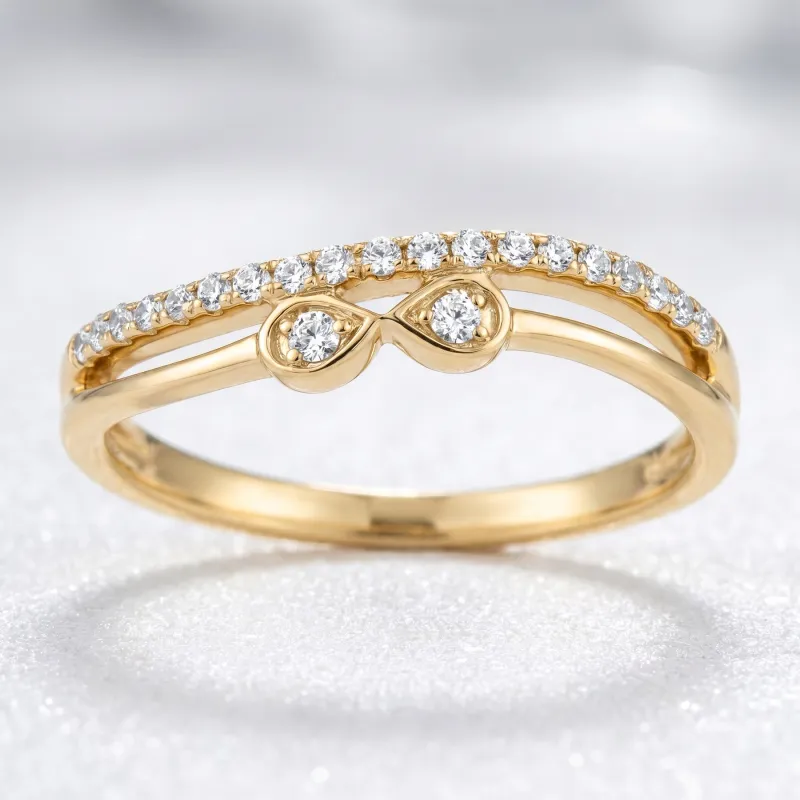 Bague Toi & Moi Gouttes Pavées en Or 18K ou Platine