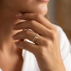 Bague Toi & Moi Gouttes Pavées en Or 18K ou Platine