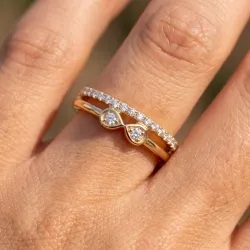 Bague Toi & Moi Gouttes Pavées en Or 18K ou Platine