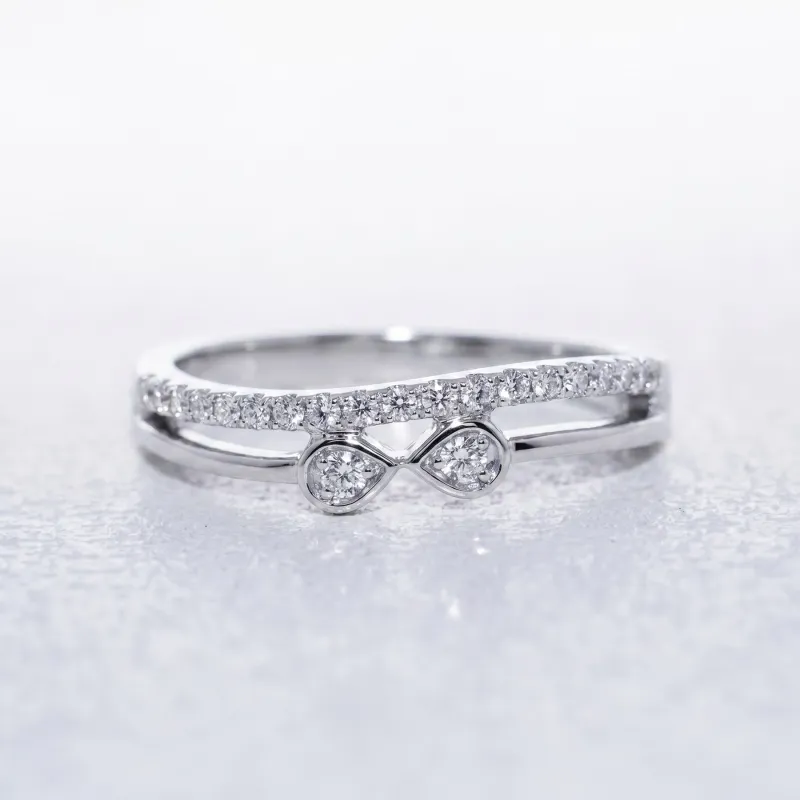 Bague Toi & Moi Gouttes Pavées en Or 18K ou Platine