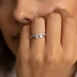Bague Toi & Moi Gouttes Pavées en Or 18K ou Platine