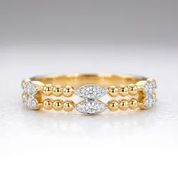 Dubbele Parelring met Marquises in 18K Goud of Platina