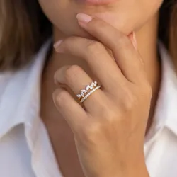 Bague Branche Feuillages Pavé Jonc en Or 18K ou Platine